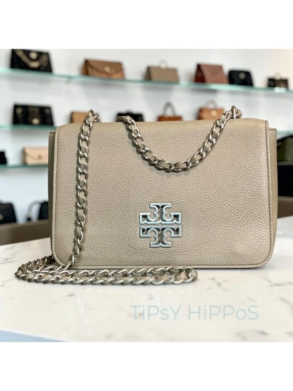 Tory Burch Grey and Silver Britten Shoulder Bag / Crossbody 998066